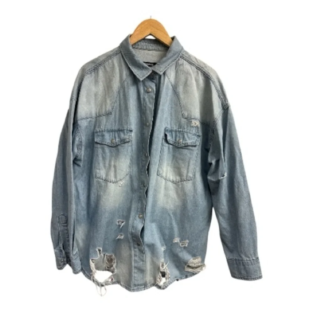 Boohoo Light Blue Distressed Jean Jacket